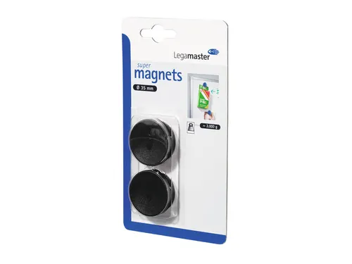 Magneet Legamaster 35mm super 2500gr zwart 2 stuks