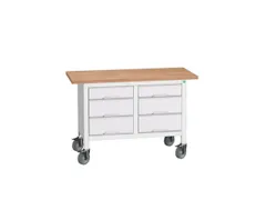 werkbank,HxBxD 830x1250x600mm,multiplexblad,uitrusting: 6lades,RAL7035