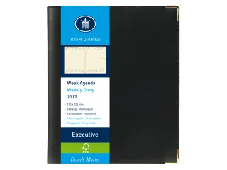 Agenda 2027 Ryam Executive Nappa 7dagen/2pagina's ringplastic zwart - 2