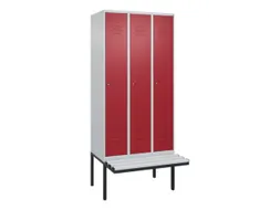 locker met bank,HxBxD 2120x900x815mm,3vak,vak B 300mm,cil.-slot