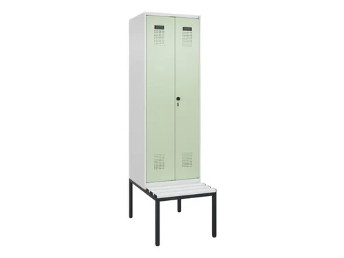 locker met bank,voor scheiding van kleding,HxBxD 2120x600x815mm,2vak