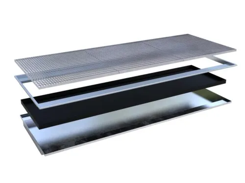 ophangbak,opvangvol. 200l,HxBxD 110x3250x1265/915mm,m. PE-element