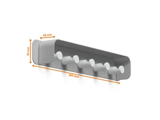 Wandkapstok DURASTORE 5 haken aluminium grijs 50cm - 7