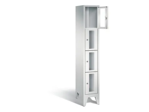 lockerkast 1850x320x500mm 1x4 vakken Cilinderslot Poten, RAL7035