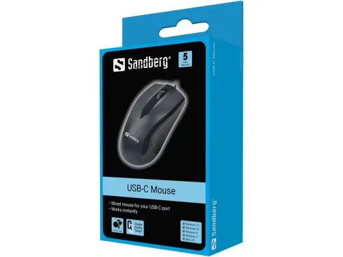 USB-C muis 1200dpi 631-04 3 knoppen bedraad zwart