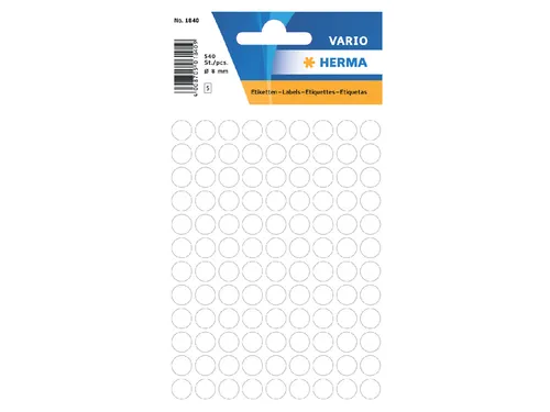 HERMA 1840 Multipurpose etiketten Rond 8mm Wit 540 stuks