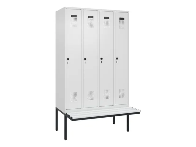 locker met bank,voor scheiding van kleding,HxBxD 2120x1200x815mm,4vak