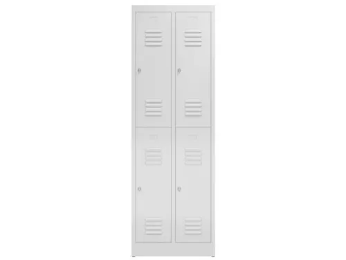 Dubbeldekse garderobekast 1800x590x500mm 2x2vak klink sokkel RAL7035