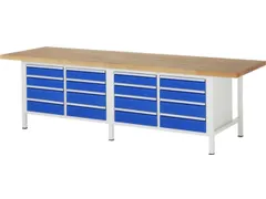 werkbank,HxBxD 840-1040x3000x900mm,beukblad,draagverm. 1250kg