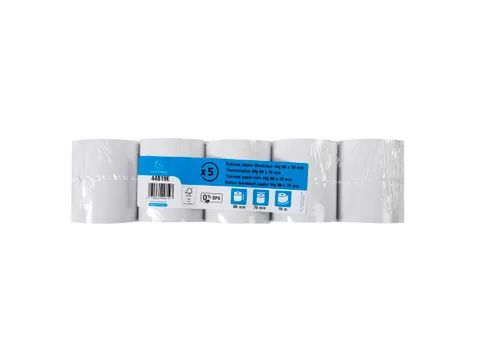 Thermische Tel- en kassarol, 1voud 44 g, 80x70x12mm, Wit