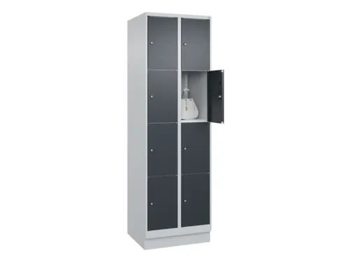 lockerkast,HxBxD 1950x600x500mm,2x4vakken,vak B 300mm,cil.-slot,sokkel