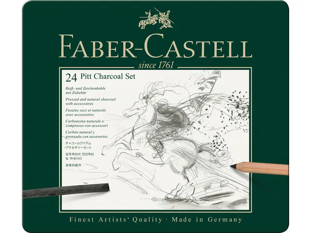 houtskoolset Faber Castell Pitt Monochrome 24-delig