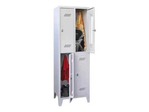 dubbeldekse locker,HxBxD 1850x600x500mm,2x2vak.,RAL7035,front RAL7035