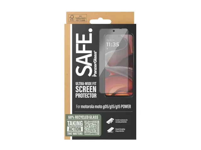 PanzerGlass SAFE. by Screen Protector w. Black Frame Motorola moto