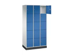 lockerkast,RAL 7035/RAL 5010,HxBxD 1950x920x500mm,3x5vakken,cil.-slot