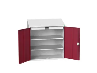 lessenaarkast 1130x1050x550mm 2 legborden 2 laden RAL7035+RAL3004 - 1