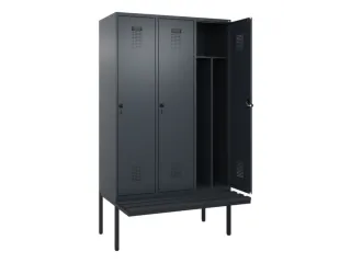 locker met bank,voor scheiding van kleding,HxBxD 2120x1200x815mm,3vak - 1