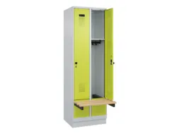 locker met bank,HxBxD 1950x600x815mm,2vak,vak B 300mm,draaigrendel