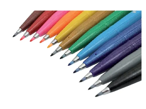 Brushstift Pentel Sign SES15C etui à 12 standaardkleuren