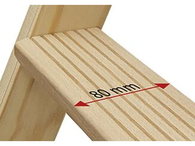 trapladder,beide zijden,2x7,treden,balk L 2,08m,hout