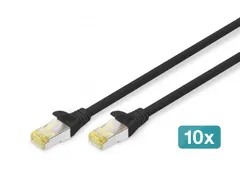 CAT 6A S-FTP patchkabel Cu LSZH AWG 26/7 Lengte 0,5m 10 stuks Zwart