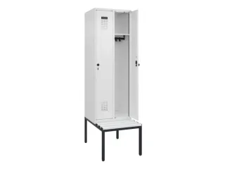 locker met bank,HxBxD 2120x600x815mm,2vak,vak B 300mm,draaigrendel - 1