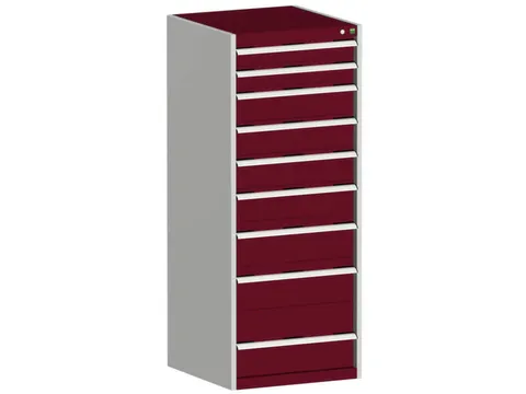 ladekast HxBxD 1600x650x650mm 9laden RAL7035 front RAL3004