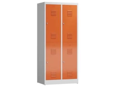 Dubbeldekse garderobekast 1800x800x500mm 2x2vak 400mm RAL7035 RAL3000