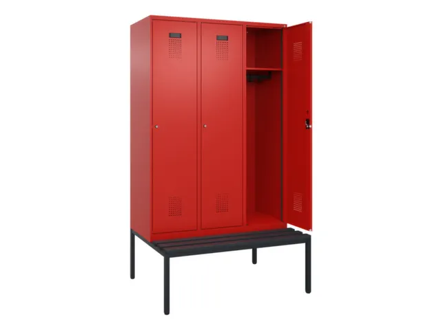 locker met bank,HxBxD 2120x1200x815mm,3vak,vak B 400mm,cilinderslot