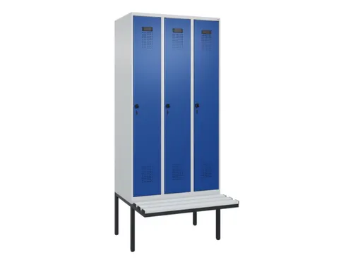 locker met bank,voor scheiding van kleding,HxBxD 2120x900x815mm,3vak