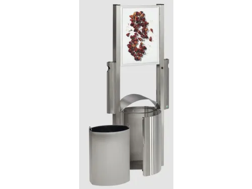 Afvalbak RVS 50 liter 800x480mm verzinkt 2asbakken reclamevlak
