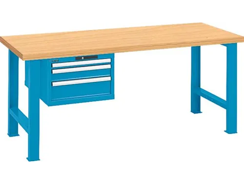 werkbank,HxBxD 840x2000x750mm,multiplexblad,lak RAL5012