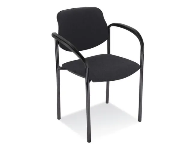 Bezoekersstoel,4Voeten Ronde Buis Zwart,M. Armleuningen