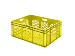 Euronorm Stapelkrat 320x800x600mm 127liter Geel Wanden Opengewerkt