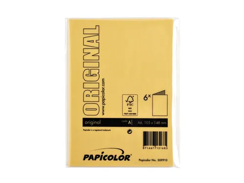 Correspondentiekaart Papicolor dubbel 105x148mm dottergeel pak à 6 st