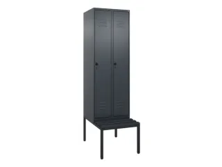 locker met bank,HxBxD 2120x600x815mm,2vak,vak B 300mm,draaigrendel - 1