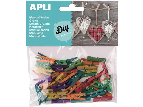 Mini pince à linge en bois multicolore 45 pièces