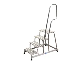Montagetrap Aluminium H0 8m 4treden Platform Treden Traanplaat Leuning - 2