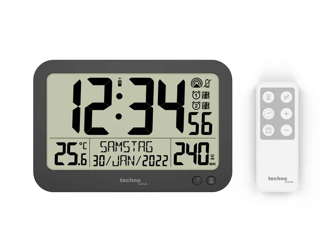 Digitale wandklok Technoline WS 8026 223x148x17mm zwart met afstandsbe