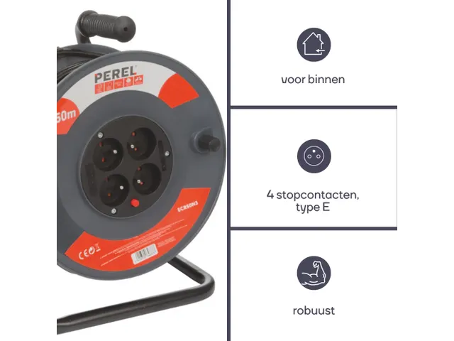 Kabelhaspel 50 M - 3g1.5 - 4 Stopcontacten Penaarde