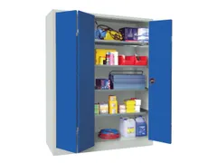 Vouwdeurkast 1950x1500x500mm 4legborden Verzinkt Ral7035 Front Ral5010