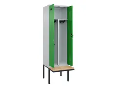 PBM-locker met bank,HxBxD 2120x600x815mm,2vak,vak B 300mm,draaigrendel