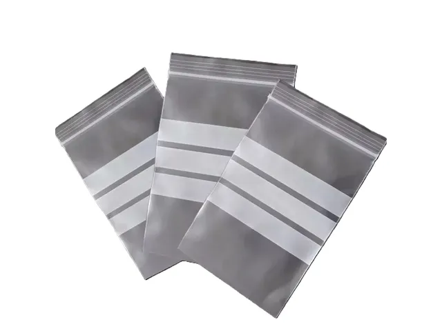 Sachet plastique zip transparent 160x230mm bande blanche 1000pcs