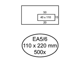 Envelop Hermes Ea5/6 110x220mm Venster rechts 40x110 Zelfklevend
