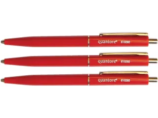 Balpen Quantore drukknop met metalen clip rood medium - 1