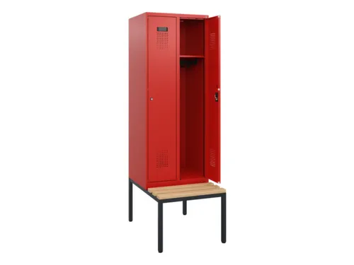 locker met bank,HxBxD 1950x600x815mm,2vak,vak B 300mm,cilinderslot