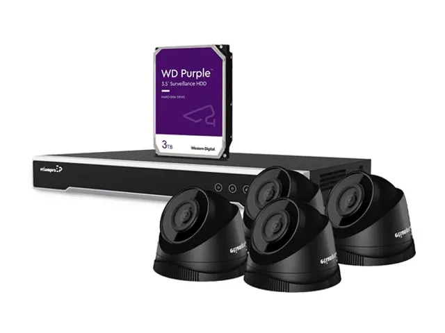 4MP IP-Videobewakingsset - 8-Kanaals NVR-Recorder - 4 x Zwarte IP DOM