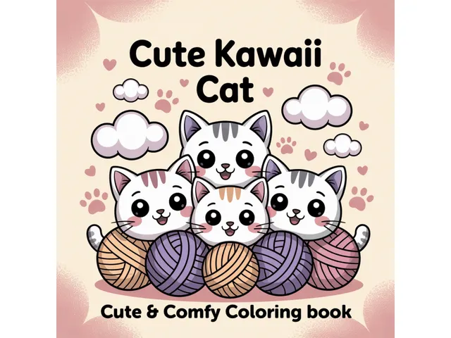 Kleurboek Cute Kawaii Cat
