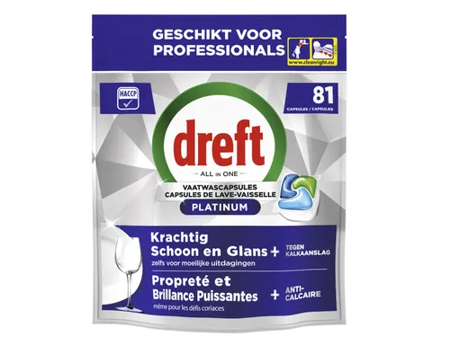 Vaatwastabletten Dreft All-in-1 professional Platinum regular 81 stuks