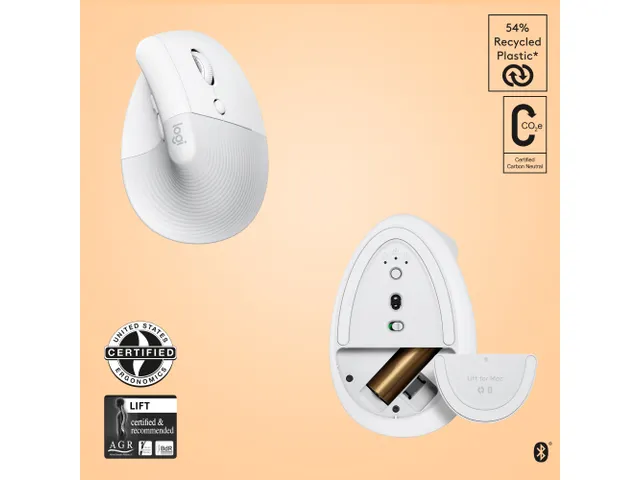 Ergonomische Muis Logitech Lift for Mac Rechtshandig Bluetooth